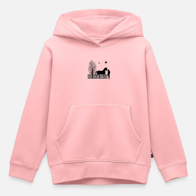Cheval - Sweat Premium à capuche enfant bio - rose