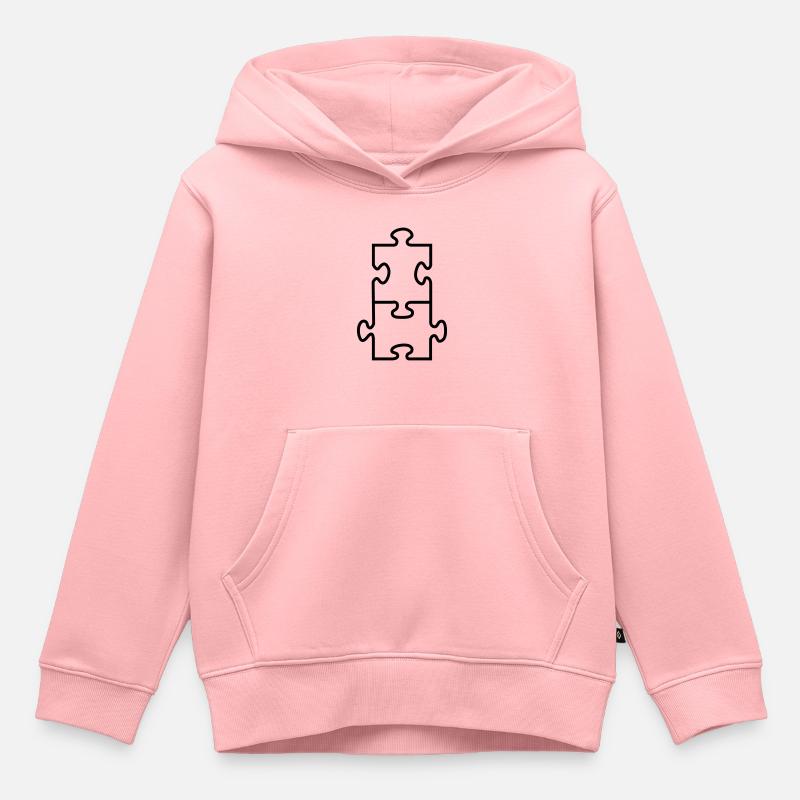 Pièces de puzzle - Sweat Premium à capuche enfant bio - rose