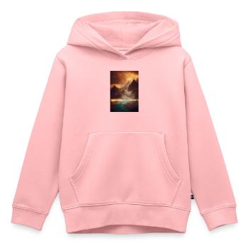 Berge Auf Einem Fluss-geheimnis-gemälde - Kinder Premium Organic Hoodie - Rosa - Vorne - AI Model Kid Female (0cm)