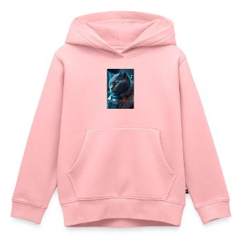 Chat dans l’espace - Sweat Premium à capuche enfant bio - rose - Devant - AI Model Kid Female (0cm)