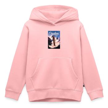 Affiche de ski Ogden Utah - Sweat Premium à capuche enfant bio - rose - Devant - AI Model Kid Female (0cm)