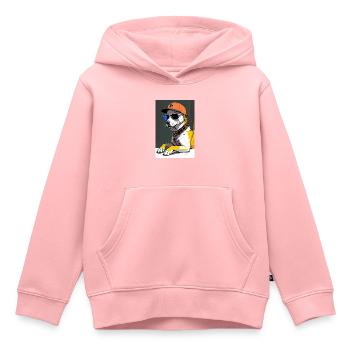 Chien inkpunk avec lunettes de soleil et casquette 4 - Sweat Premium à capuche enfant bio - rose - Devant - AI Model Kid Female (0cm)
