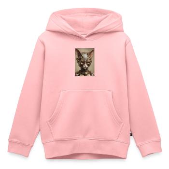 Cyber Punk Chat Sphinx - Sweat Premium à capuche enfant bio - rose - Devant - AI Model Kid Female (0cm)