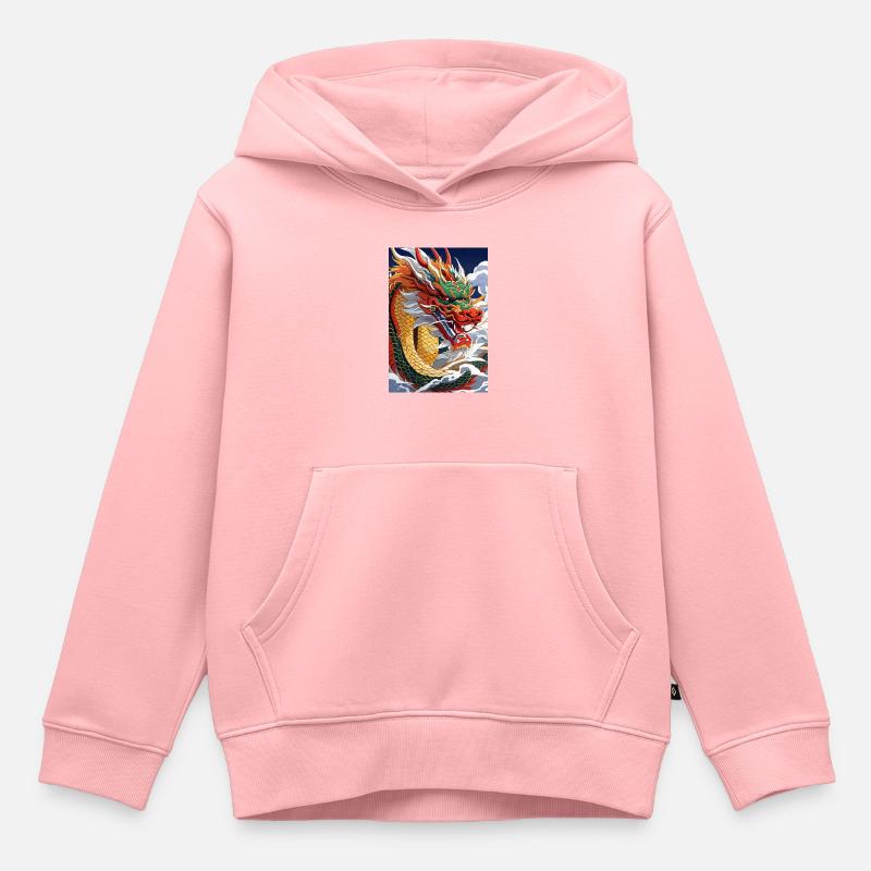 Année du Dragon VII - Sweat Premium à capuche enfant bio - rose