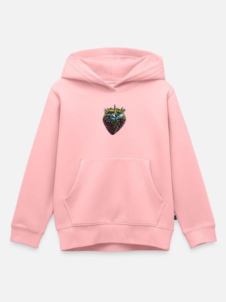metallic strawberry,sequins,black strawberry - Kids Premium Organic Hoodie - rose