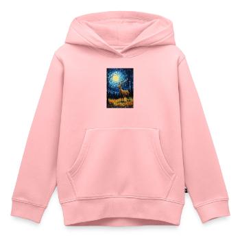 Cerf - Sweat Premium à capuche enfant bio - rose - Devant - AI Model Kid Female (0cm)