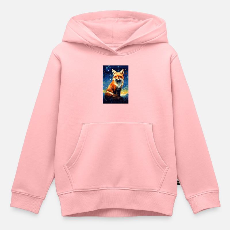 Renard - Sweat Premium à capuche enfant bio - rose