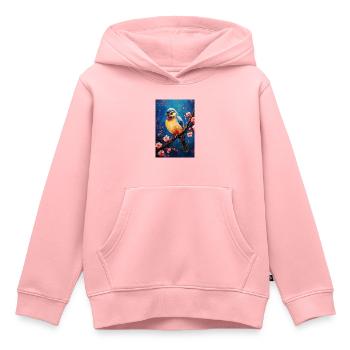Moineau - Sweat Premium à capuche enfant bio - rose - Devant - AI Model Kid Female (0cm)