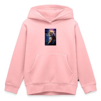 Tigre - Sweat Premium à capuche enfant bio - rose - Devant - AI Model Kid Female (0cm)