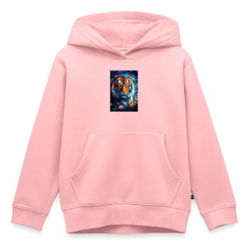 Tigre - Sweat Premium à capuche enfant bio - rose - Devant - AI Model Kid Female (0cm)