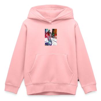 Radfahren #cycling #sport #bike - Kinder Premium Organic Hoodie - Rosa - Vorne - AI Model Kid Female (0cm)