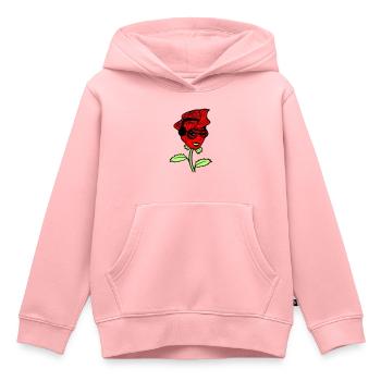 Femme DJ Rose Fleur Joli Visage Féminin - Sweat Premium à capuche enfant bio - rose - Devant - AI Model Kid Female (0cm)