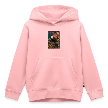Mystischer Tukan im Mondschein - Kinder Premium Organic Hoodie - Rosa - Vorne - AI Model Kid Female (0cm)