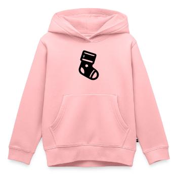 Chaussette Noël - Sweat Premium à capuche enfant bio - rose - Devant - AI Model Kid Female (0cm)