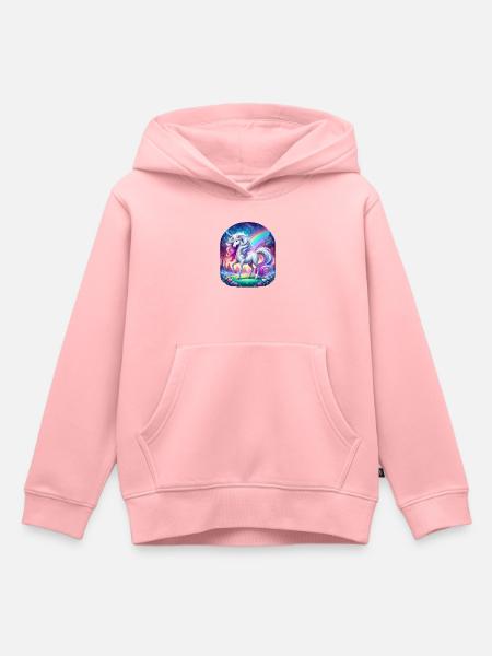 Regenbogen-Einhorn im Waldtraum - Kinder Premium Organic Hoodie - Rosa