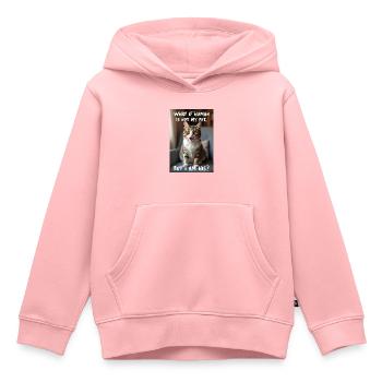 Un chat avec une légende amusante. - Sweat Premium à capuche enfant bio - rose - Devant - AI Model Kid Female (0cm)