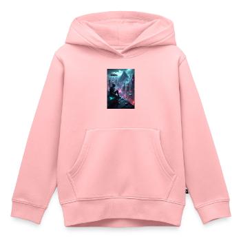Graphismes cyberpunk. - Sweat Premium à capuche enfant bio - rose - Devant - AI Model Kid Female (0cm)