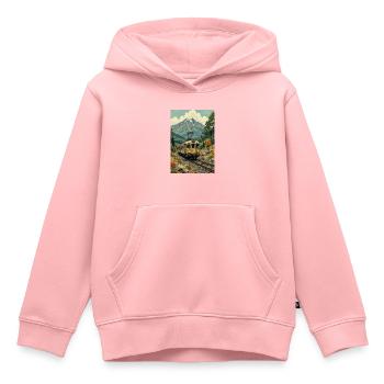 Image de train rétro - Sweat Premium à capuche enfant bio - rose - Devant - AI Model Kid Female (0cm)