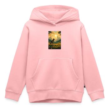 L’image du loup - Sweat Premium à capuche enfant bio - rose - Devant - AI Model Kid Female (0cm)