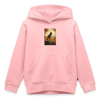 L’image du loup - Sweat Premium à capuche enfant bio - rose - Devant - AI Model Kid Female (0cm)