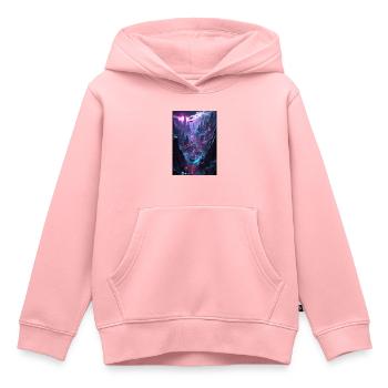 Une ville dans la vallée cyberpunk - Sweat Premium à capuche enfant bio - rose - Devant - AI Model Kid Female (0cm)