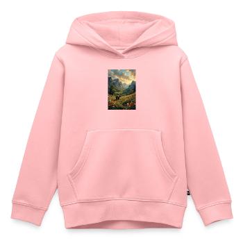 Bild Landschaft mit einem Bären. - Kinder Premium Organic Hoodie - Rosa - Vorne - AI Model Kid Female (0cm)