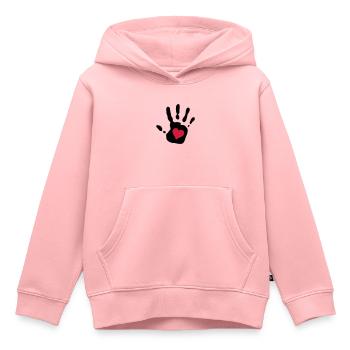 Handprint Red Heart - Kids Premium Organic Hoodie - rose - Front - AI Model Kid Female (0cm)