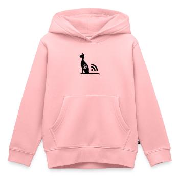 Chat Wi-Fi un - Sweat Premium à capuche enfant bio - rose - Devant - AI Model Kid Female (0cm)