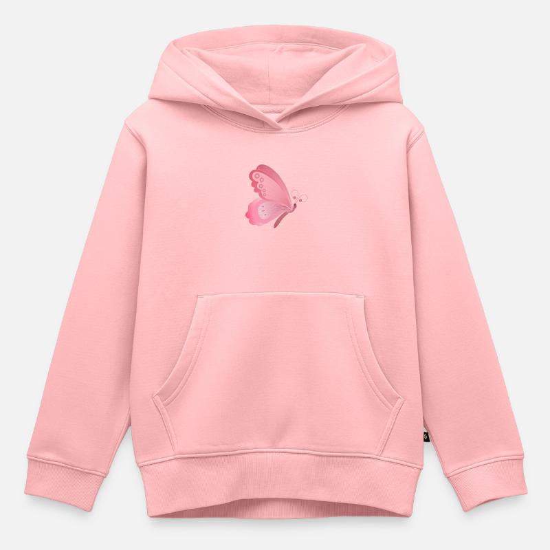 papillon rose - Sweat Premium à capuche enfant bio - rose