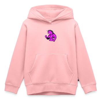 Licorne forte - Sweat Premium à capuche enfant bio - rose - Devant - AI Model Kid Female (0cm)