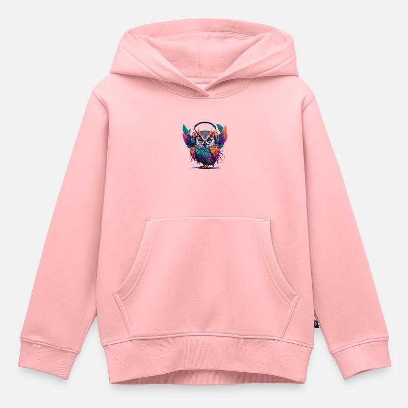 Kopfhörer Eule - Kinder Premium Organic Hoodie - Rosa