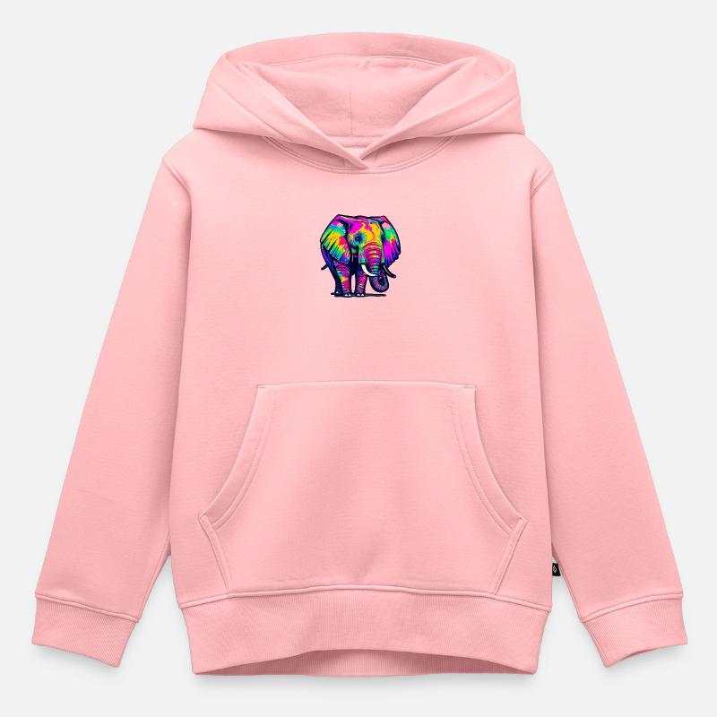 Éléphant - Sweat Premium à capuche enfant bio - rose