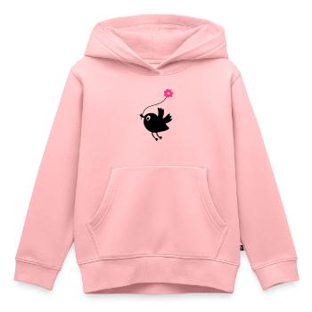 Oiseau de vol cale fleur - Sweat Premium à capuche enfant bio - rose - Devant - AI Model Kid Female (0cm)