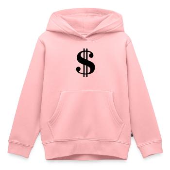 symbole dollar banque banquier - Sweat Premium à capuche enfant bio - rose - Devant - AI Model Kid Female (0cm)