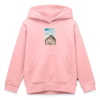 Affiche plage - Sweat Premium à capuche enfant bio - rose - Devant - AI Model Kid Female (0cm)