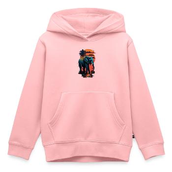 Eléphant, rue à Miami, couleurs vives, - Sweat Premium à capuche enfant bio - rose - Devant - AI Model Kid Female (0cm)