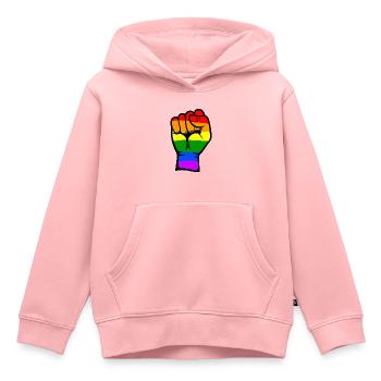 Symbole de poing de drapeau de couleur arc-en-ciel - Sweat Premium à capuche enfant bio - rose - Devant - AI Model Kid Female (0cm)