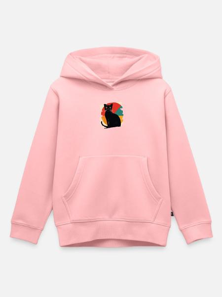 Schwarze Katze Retro - Kinder Premium Organic Hoodie - Rosa