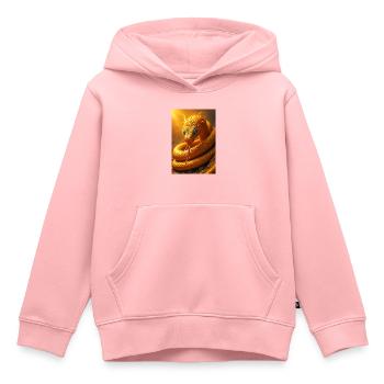 Mehen, dieu serpent d’or enroulé autour du solaire de Râ - Sweat Premium à capuche enfant bio - rose - Devant - AI Model Kid Female (0cm)