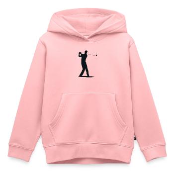 Golfspieler Silhouette - Abschlag Golf - Kinder Premium Organic Hoodie - Rosa - Vorne - AI Model Kid Female (0cm)