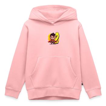 Super-héros de 2 ans et fête d’anniversaire d’enfants d’action - Sweat Premium à capuche enfant bio - rose - Devant - AI Model Kid Female (0cm)