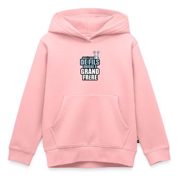 mise à jour de fils unique a grand frère - Sweat Premium à capuche enfant bio - rose - Devant - AI Model Kid Female (0cm)