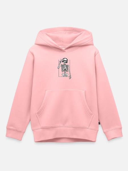 Skelett mit Kopfhörern - Kinder Premium Organic Hoodie - Rosa