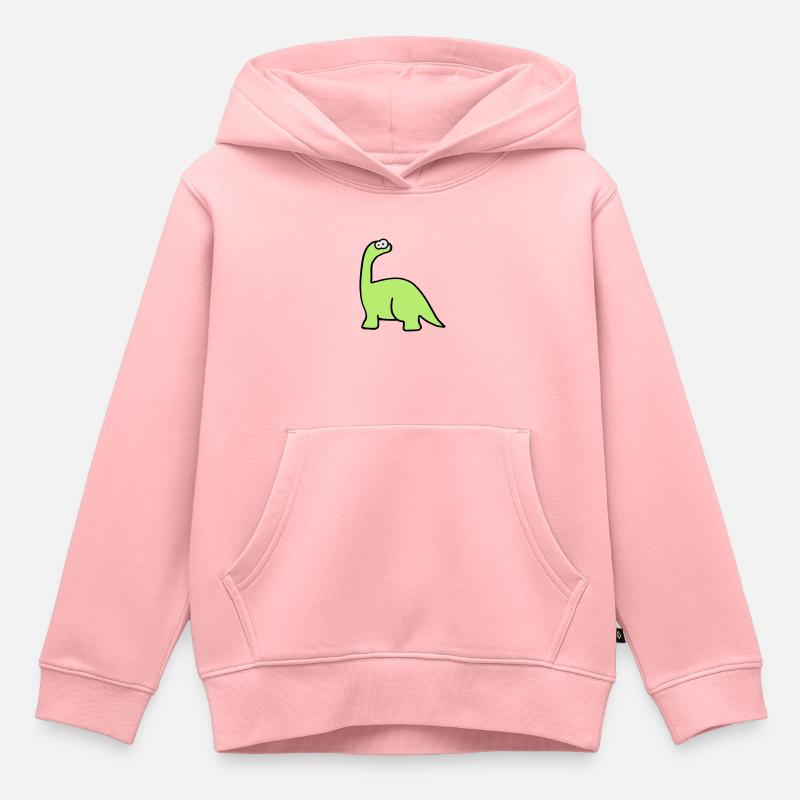 Saurier-Kinder-Motiv, Langhalssaurier - Sweat Premium à capuche enfant bio - rose