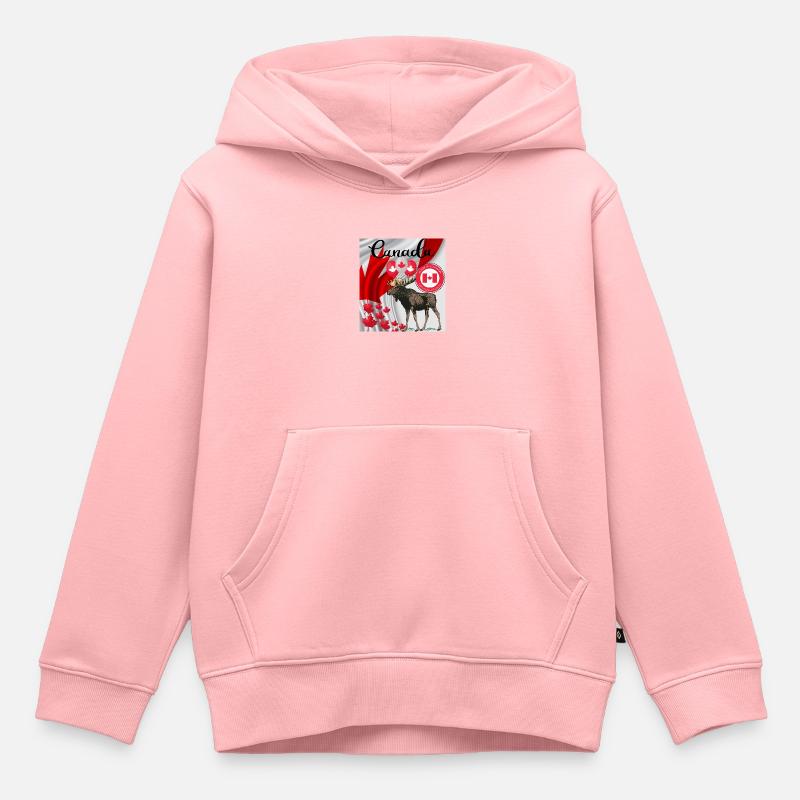 Canada, feuille d’érable. - Sweat Premium à capuche enfant bio - rose