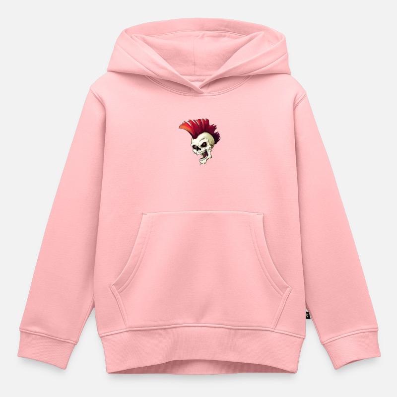 Crâne de punk - Sweat Premium à capuche enfant bio - rose