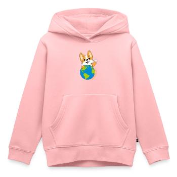 Corgi mit Weltkugel - Kinder Premium Organic Hoodie - Rosa - Vorne - AI Model Kid Female (0cm)