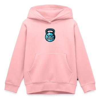 Logo kettlebell d’entraînement - Sweat Premium à capuche enfant bio - rose - Devant - AI Model Kid Female (0cm)