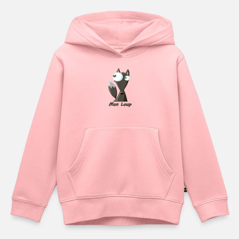 loup - Sweat Premium à capuche enfant bio - rose