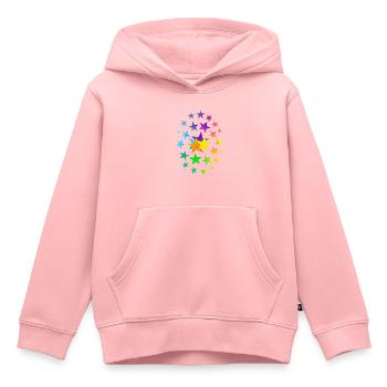 ÉTOILES astérisques beaucoup d’étoiles - Sweat Premium à capuche enfant bio - rose - Devant - AI Model Kid Female (0cm)